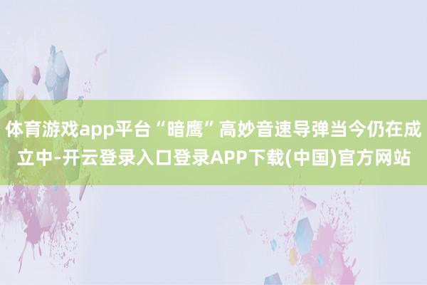 体育游戏app平台“暗鹰”高妙音速导弹当今仍在成立中-开云登录入口登录APP下载(中国)官方网站