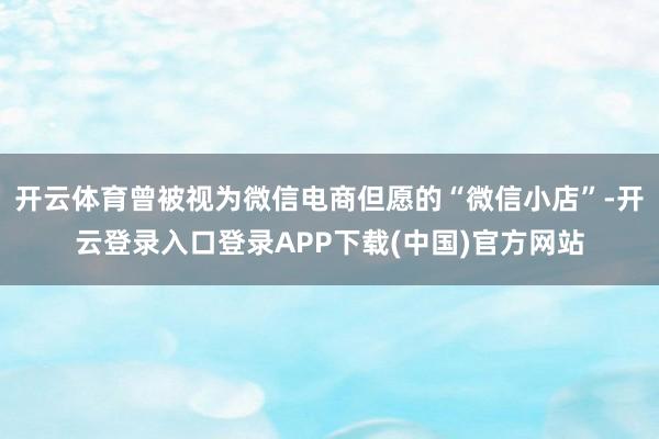开云体育曾被视为微信电商但愿的“微信小店”-开云登录入口登录APP下载(中国)官方网站