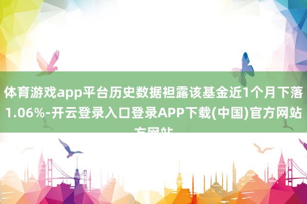 体育游戏app平台历史数据袒露该基金近1个月下落1.06%-开云登录入口登录APP下载(中国)官方网站